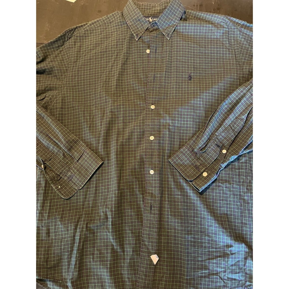 Ralph Lauren Plaid Button Down Shirtโ Mens Long Sleeve Green Patterned